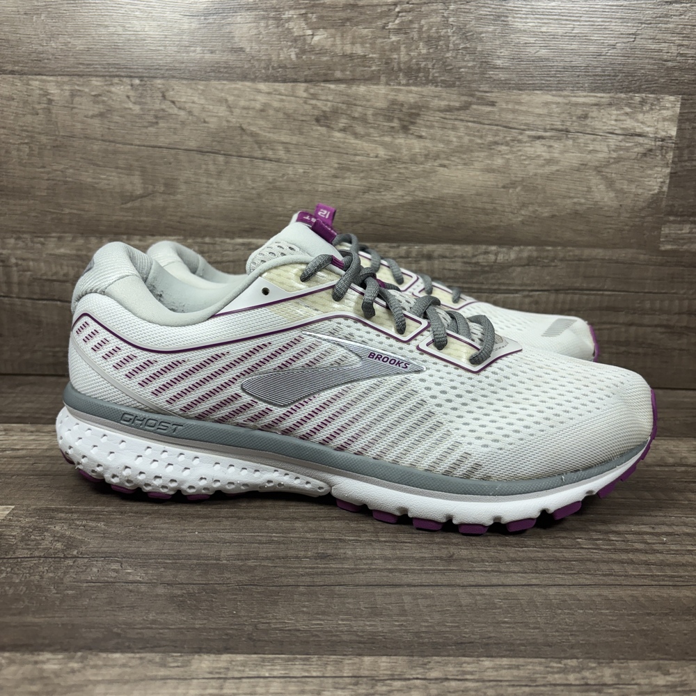 Brooks Ghost 12 Gray Purple Womens US Size 11 Wide 1203051D185 Running Shoes